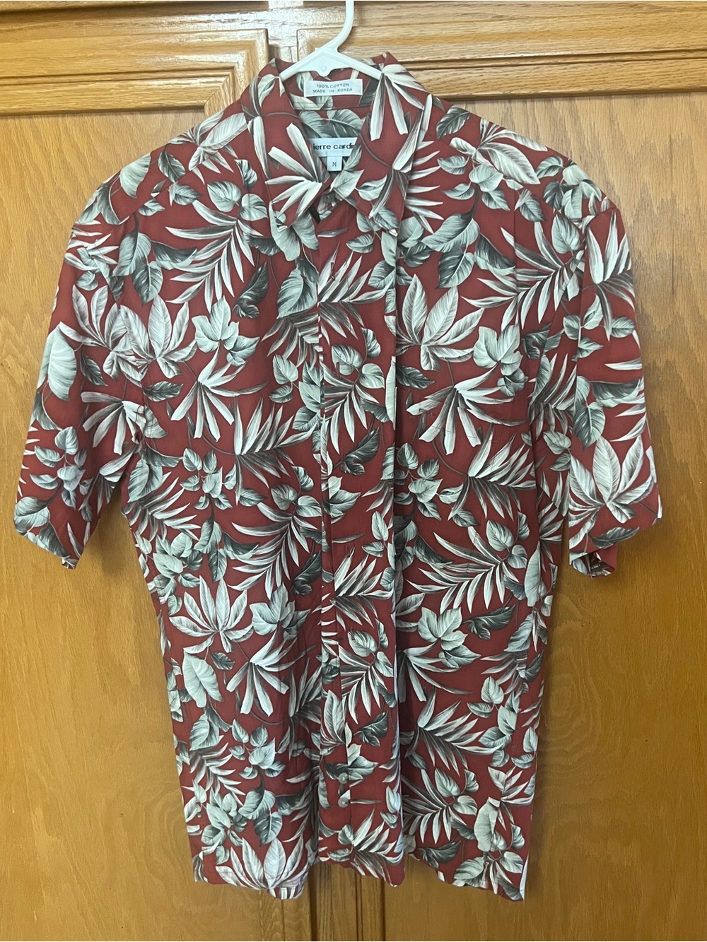 Pierre Cardin Red Tropical Print Short-Sleeve Shirt M